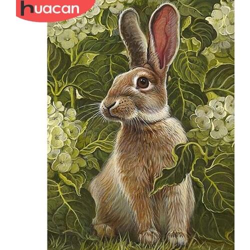 HUACAN Diamond Painting Kit Rabbit Mosaic Animal Full Square/round Embroidery Plant Home Decor Diamond Art