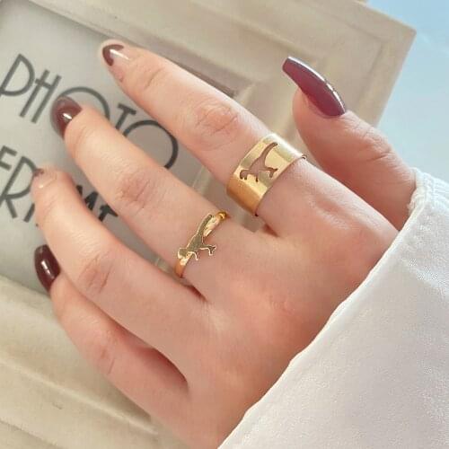 FNIO 2021 Punk Fashion Butterfly Rings For Women Men Gold Silver Color Lover Couple Ring Set Opening Engagement Wedding Jewelry