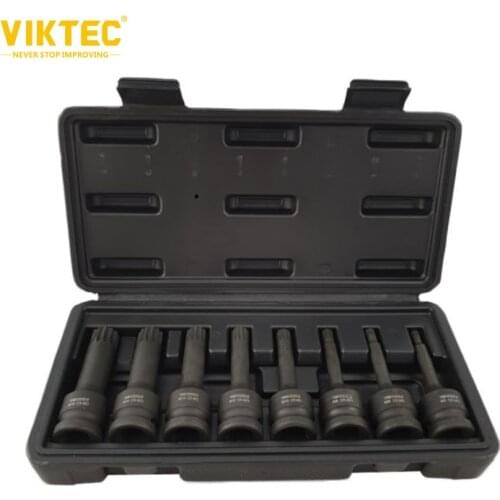Viktec 8pcs 1/2" Spline Impact Socket Bit Set Air Impact Triple Square Wrench M5-M18 8 in 1 Socket Hand Tool