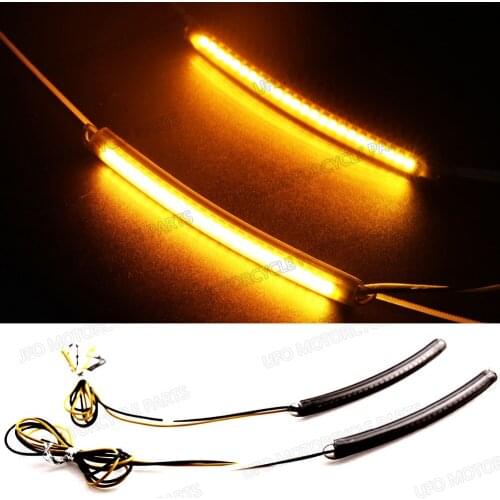 New LED 46mm-49mm Fork Turn Signal Light Smoked Lens For Dyna Fat Bob