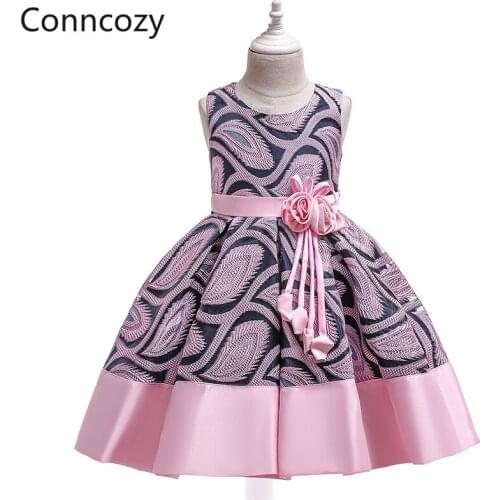 Girls' Dresses New Childrens Dresses Princess Dresses Floral Jacquard Fabric Sleeveless Long Dresses Party Ball Gowns Elegant