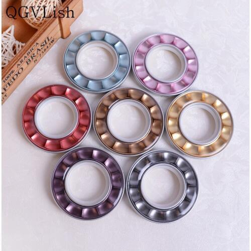 QGVLish 50Pcs/lot Crystal Curtain Roman Rings Silencer Mute Punch Circle Curtain Accessory DIY Curtain Rods Eyelets Buckle