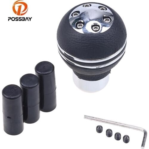 POSSBAY Leather Car Leather Gear Knob Manual MT Universal Car Gear Stick Shift Knob Shifter Lever Knob Handle Cover Case