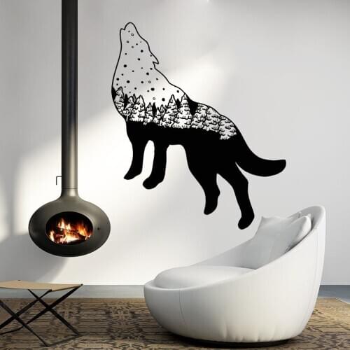 Removable Art VinyL Home Decal Wolf Animal Wall Sticker Home Decor Wolf Howl Living Room Decal Mural Vinyl Decals W-70