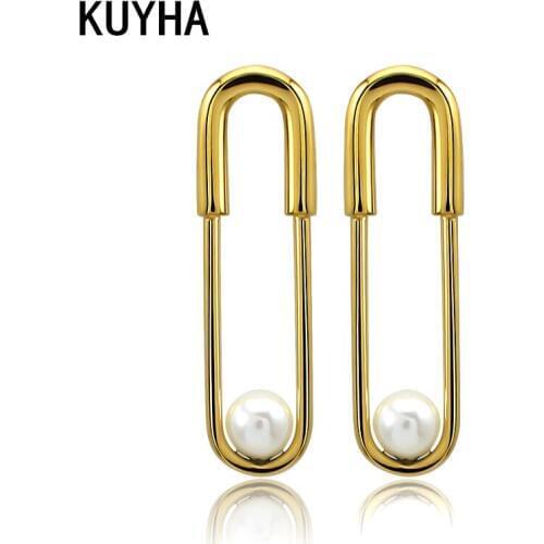 Geometric Statement Stud Earrings for Women Modern Fashion Jewelry Pendant Earrings Gold Color Wedding Present Brinco