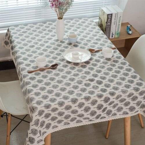 Tablecloth Leaf Print Cotton-Linen European Tablecloths Coffee Table for Living Room Manteles De Mesa Rectangular Lace Tassel