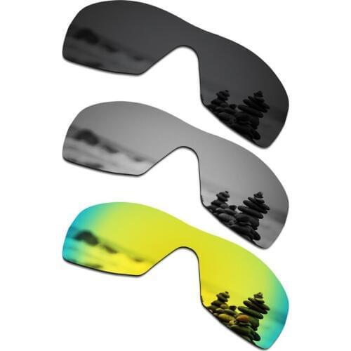 SmartVLT 3 Pieces Polarized Sunglasses Replacement Lenses for Oakley Dart Stealth Black and Silver Titanium and 24K Gold