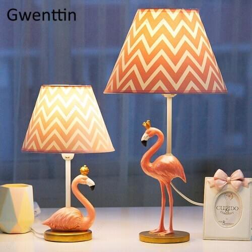 Modern Flamingo Table Lamp Led Stand Animal Desk Light Fixtures for Children Kids Bedroom Bedside Lamp Home Loft Decor Luminaire