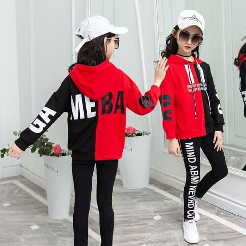 Fashion Girls Casual Suit Girls Sportswear Spring And Autumn Letter Printing Pullover Sweater + Sports Trousers 2-piece Set