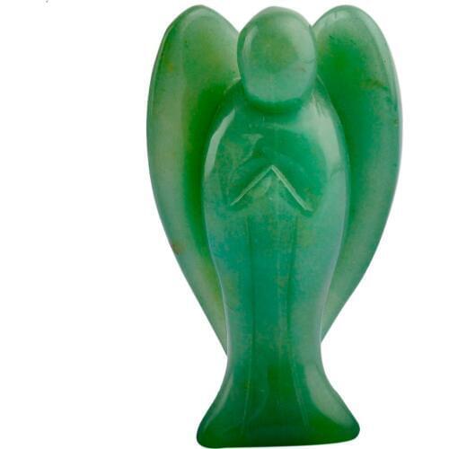 TUMBEELLUWA 3 inch Green Aventurine Pocket Guardian Angel Figurine Statue,Reiki Healing Stone