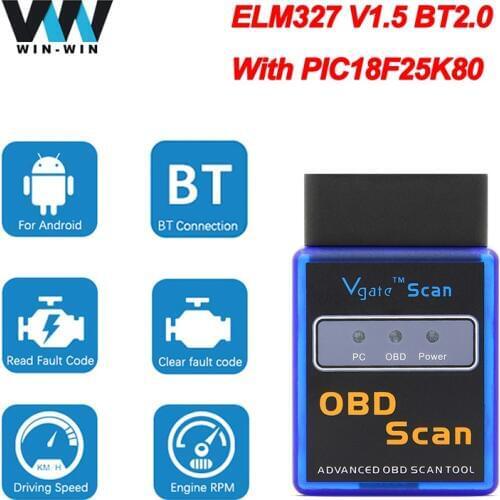 Vgate elm327 V1.5 PIC18F25K80 obd2 Wireless scanner for Android elm 327 V1.5 Code Reader OBD 2 OBD2 Car Auto Diagnostic Tool