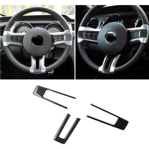 Carbon Fiber Interior Trim Steering Wheel Switch Button Frame Decoration Fit For Ford Mustang 2009-2013