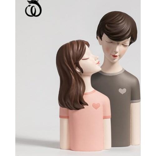 WU CHEN LONG Minimalist Abstract Couples Figure Arts Sculpture Beauty Boy Girl Wedding Statue Resin Craft Home Decoration R6707