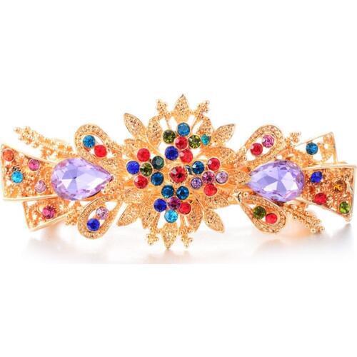 Brand Hair Jewelry AAA Crystal Flower Barrettes Hair Clip Wedding Hair Accessories Women Hairpin with Rhinestone Hair Ornaments