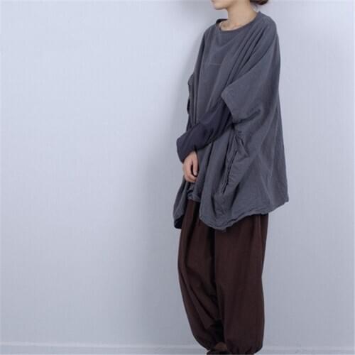 Women Big Size Loose O Neck Long T-shirt Spring Autumn Lady Vintage Cotton Pullover Retro Long Sleeve Shirt Line Patchwork Tops