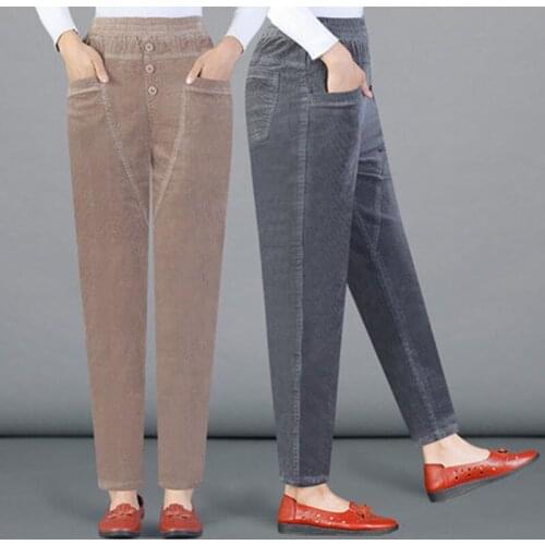 2021 Woman Casual High Waist Button Loose Wide Leg Pants Spring Autumn New Female Solid Legging Ladies Long Trousers 5XL Q242