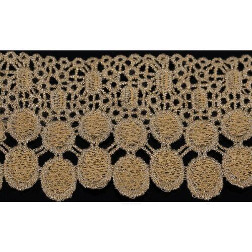 Gold Metallic Lace Trim Embroidered Motif Scrapbooking Decorated Ribbon Embossed Applique Sewing Material For Clothes 20yd/T1183
