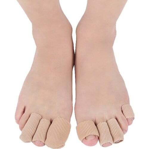 1Piece 10cm Opening Fabric Toe Protector Cover Anti Calluses Corns Finger Tube Silicone Gel Foot Care Pedicure Straightener