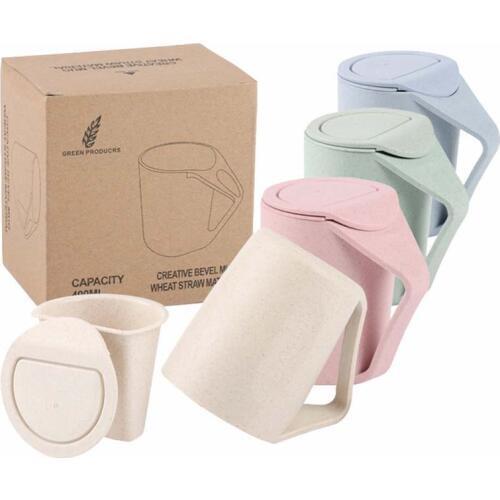 1PC 300ml Water Bottle Kettle Home Office Tableware Tools Coffee Mugs Tea Cup Wheat Straw Round Plastic Tumblers Cup Mugs