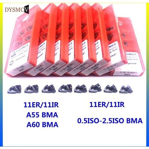 10pcs 11ER 11IR A55 A60 0.5/1.0/ 1.5/1.75/2.0/2.5ISO BMA 100% Original Carmex Carbide Inserts CNC Lathe Tool Thread Turning Tool