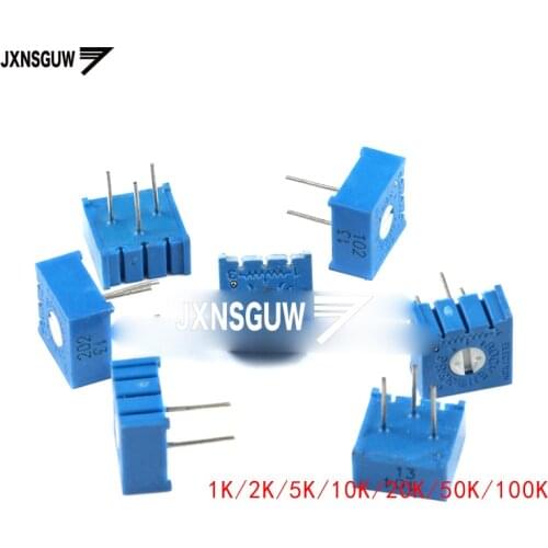 10PCS 3386P 1K2K 5K 10K 20K 50K 100K 102 103 single-turn precision adjustable resistance potentiometer