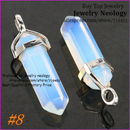 10pcs/lot Nature Moonstone Stones Gem Hexagonal Point Reiki Chakra Necklaces Earrings Pendant Beads Druzy Jewelry Pendant
