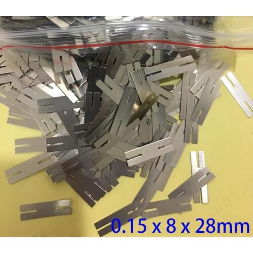 100pcs/lot 0.15x28x8mm H type Nickel Plated Steel Strap Strip Sheets for 2P 18650 battery spot welding machine