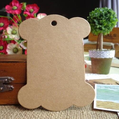 12pcs Bone Shape Kraft Bookmark Blank Bobine Spool Kraft Gift Tags DIY Price Label Paper Hang Tags 8x10.3cm