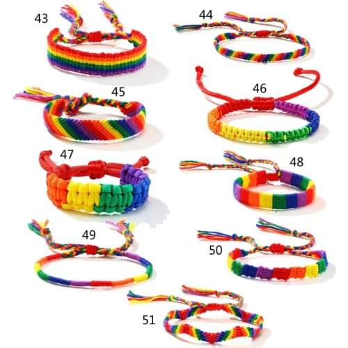 MXMF 2Pcs Gay & Lesbian Love Pride Braided Macrame Bracelet Bulk Rainbow Wristband Handmade Lover Jewelry
