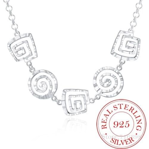 2020 Vintage Bijoux Luxury Screw Thread Chain Statement Pendant Necklace for Women 925 Sterling Silver Fine Jewelry Accessories