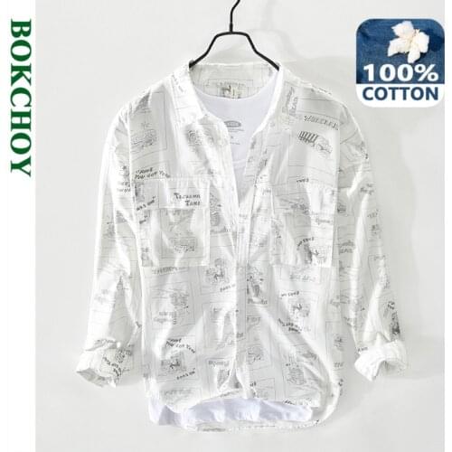 2021 Spring and Summer New Men Pure Cotton Beach Style Print Casual Long Sleeve Shirt Thin Coat GA-D213