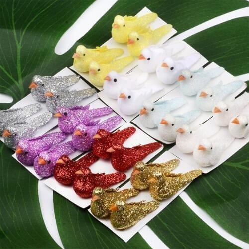 24pcs 2.8*1cm Foam Artificial Bird Flower Supplies For Wedding Christmas Tree Decoration DIY Scrapbooking Wreath Fake Flowers