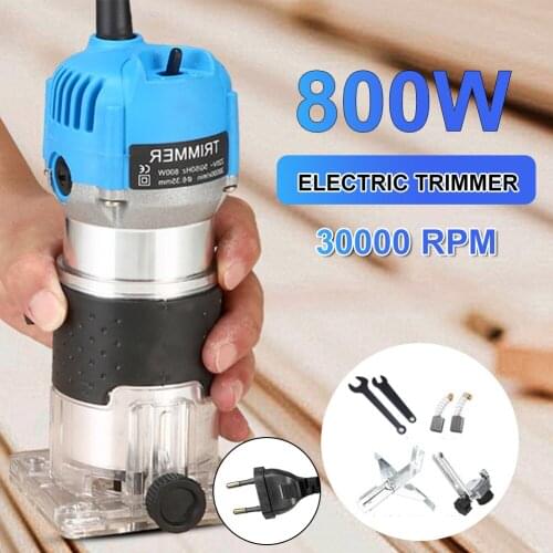 800W Woodworking Electric Trimmer Wood Milling Engraving Slotting Trimming Machine Carving Machine DIY Router Wood Dropshipping