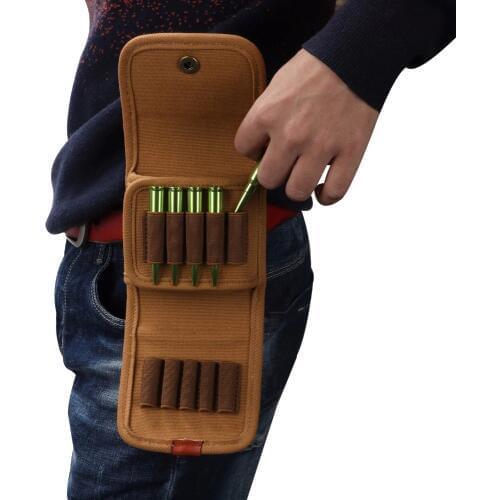 Tourbon Hunting Gun Accessories Tactical Rifle Cartridges Pouch Clip Ammo Shells Holder Canvas & Leather Bullets Bag
