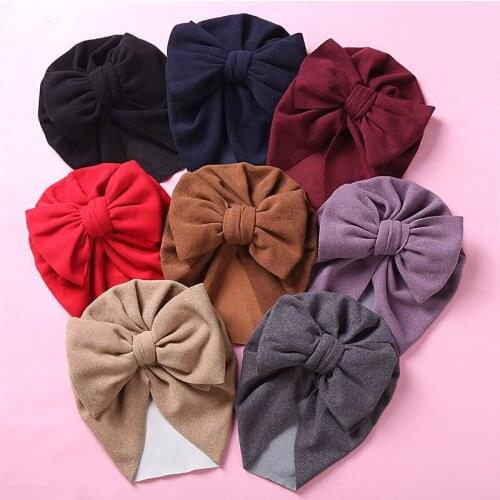 Velet Hat for Newborn Bowknot Turban Hat Infant Baby Girls Large Bow Beanie Hospital Warm Skullies Baby Cotton Elastic Baby Hat