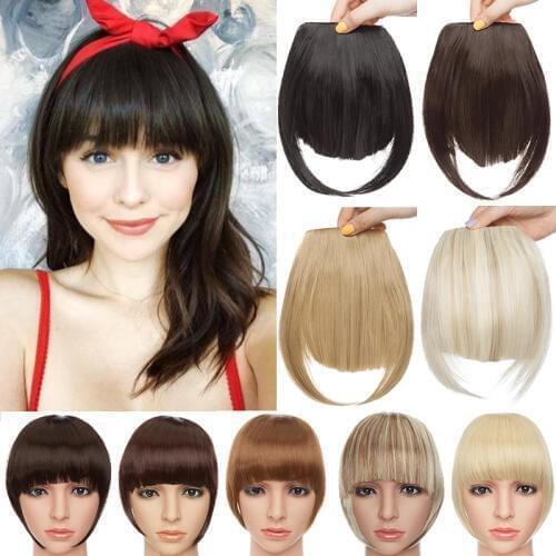 BENIHAIR Synthetic Fake Bangs False Fringe Clip on Fringe Bangs Blunt Hair Bangs Black Brown Blonde For Women Hair Accessories