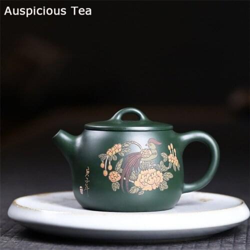 210ml Boutique Yixing Purple Clay Tea Pot Raw Ore Green Mud Handmade Teapot Zisha Filter Beauty Kettle Household Tea Set