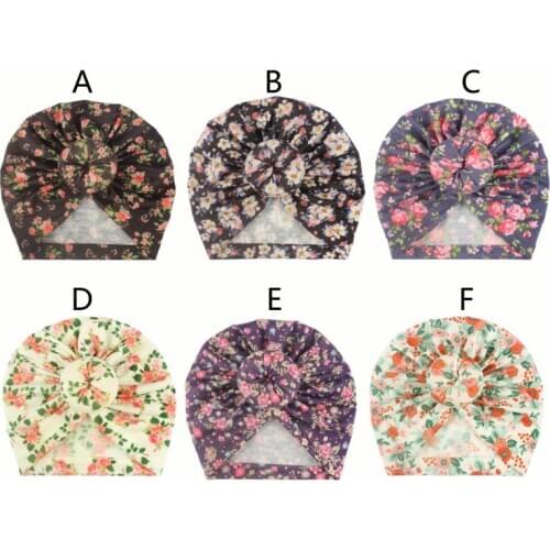Floral Baby Turban Knot Hats Infant Toddler Hospital Hat Beanie Cap Head Wrap F3ME