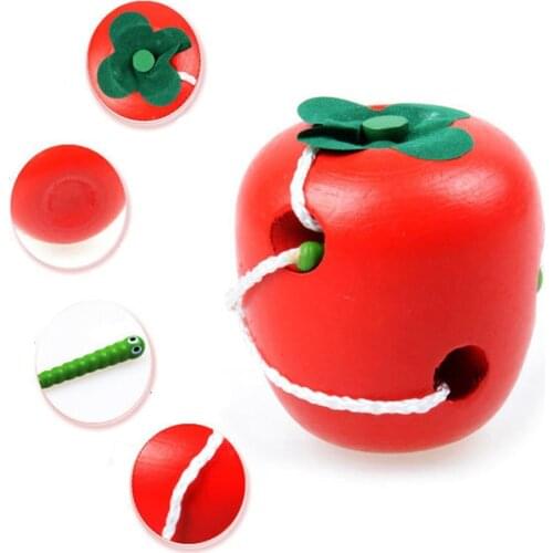 Threading Toy Fruit Shape Intelligence Lacing Game Montessori Puzzle Threading Kid Wooden Educational Toy Needle pretend toys