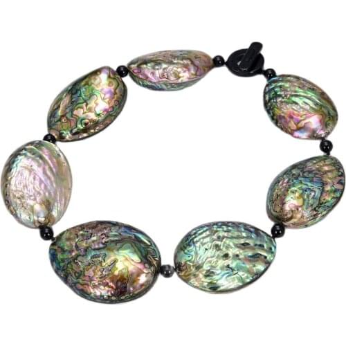 GG Jewelry Big Natural 43x58mm Paua Abalone Shell Black Onyx Necklace