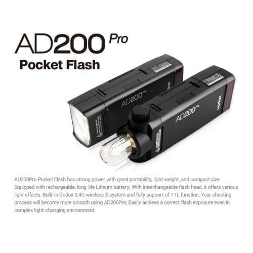Godox AD200pro 200Ws Outdoor Flash Speedlight TTL HSS 2.4G Wireless X AD200 PRO Pocket Flash For Sony Nikon Canon Fujifilm