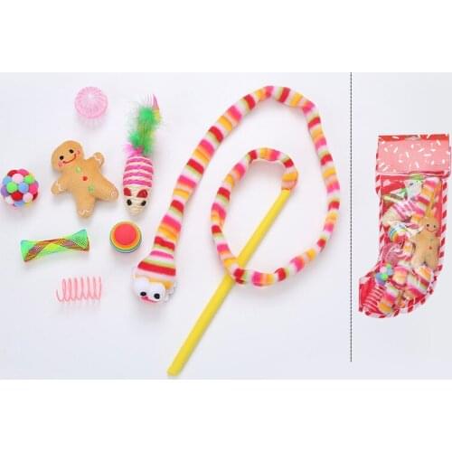 1 Set Cat Teaser Gift box Toy kit Creativity Pet Interactive Cat Stick Supplies Cat Spring Little Mouse Toy Kitten Accessory Kit