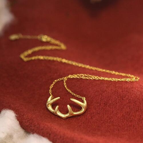 Jisensp 2018 New Fashion Simple Antler Necklace Cute Animal Pendant Necklaces for Women Jewelry Gift Animal Horn Necklaces N167