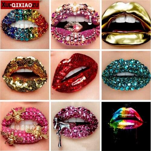 Diamond Embroidery Paintings Full Square/Round Lip Set Portrait Cross Stitch Kit Home Decoration Handmade Gift 2021 New Arrivals