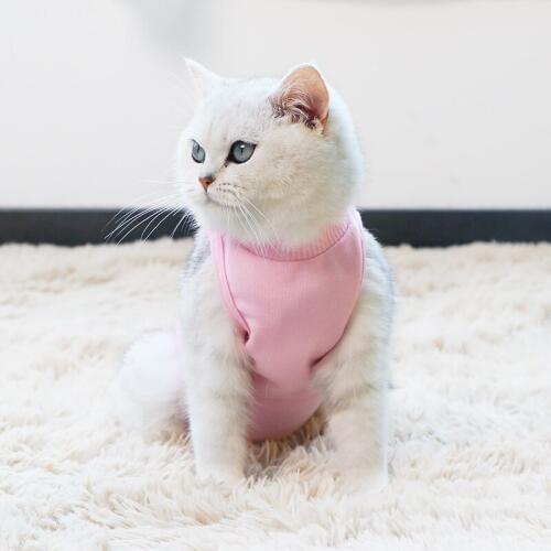 Cat Outfit Ventilate Cotton Recovery Suit Cat Wear Cloth Pet Cats Weaning Suit Breathable Elastic Vest Wound Protection Clothes