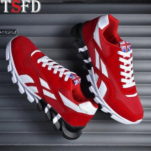 Mesh Sports Shoes Men Sport Shoes Blade Sneakers for Man Low Top Shoes Breathable Running Shoes Simple Mens Summer Shoes Red V1