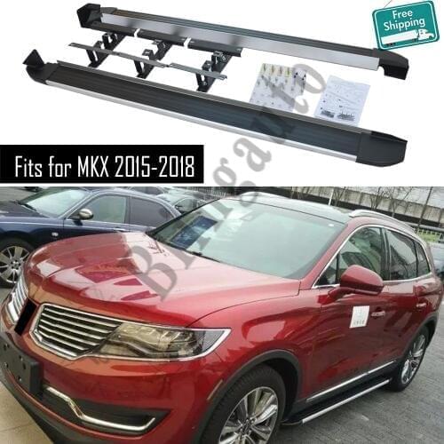 Fits for Lincoln MKX 2015-2018 2Pcs left right running board side steps nerf bar car pedal side stairs