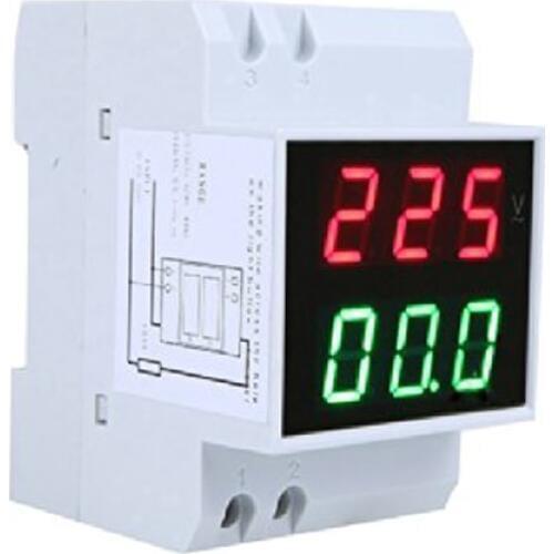 MYLB-Din-Rail AC 110V/220V Digital Voltmeter Ammeter Red Volt Green Amp Meter LED Display
