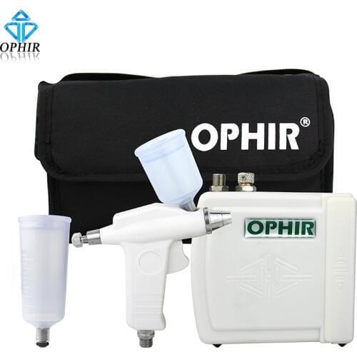 OPHIR 0.3mm 22CC & 40CC Airbrush Kit with Air Compressor & Air Brush Bag for Beauty Essence Nail Art Body Paint Tanning_AC003