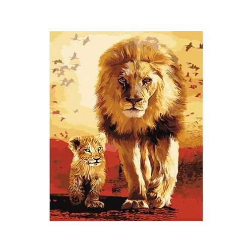 Lion mother and baby DIY Painting By Numbers Canvas Painitng Home Wall Art Picture Coloring By Numbers For Home Decor